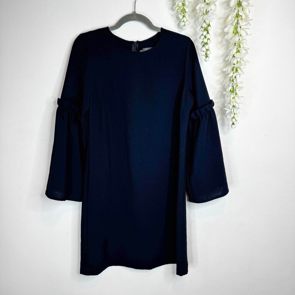 COTELAC Flared Sleeve Shift Dress minimalist midnight navy black 3258
